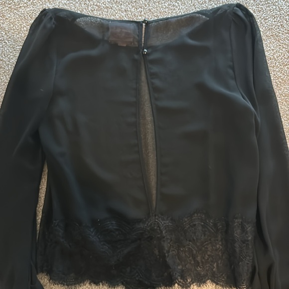 Sheer Black Blouse w Lace details- S - Picture 3 of 3